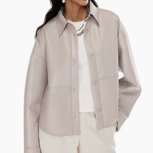 Aritzia Bavarian Grey Leather Shirt Jacket Size Small Excellent Condition